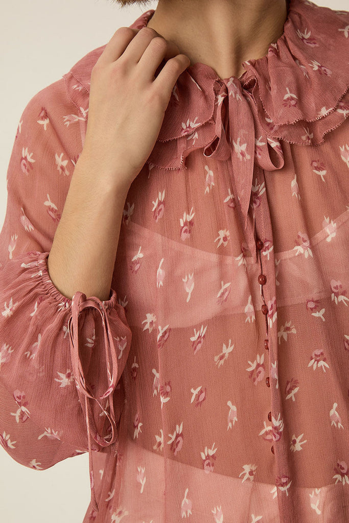 Camicia Des Petits Hauts rosa blush e panna