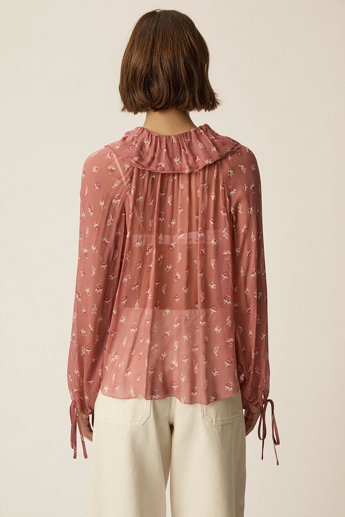 Camicia Des Petits Hauts rosa blush e panna