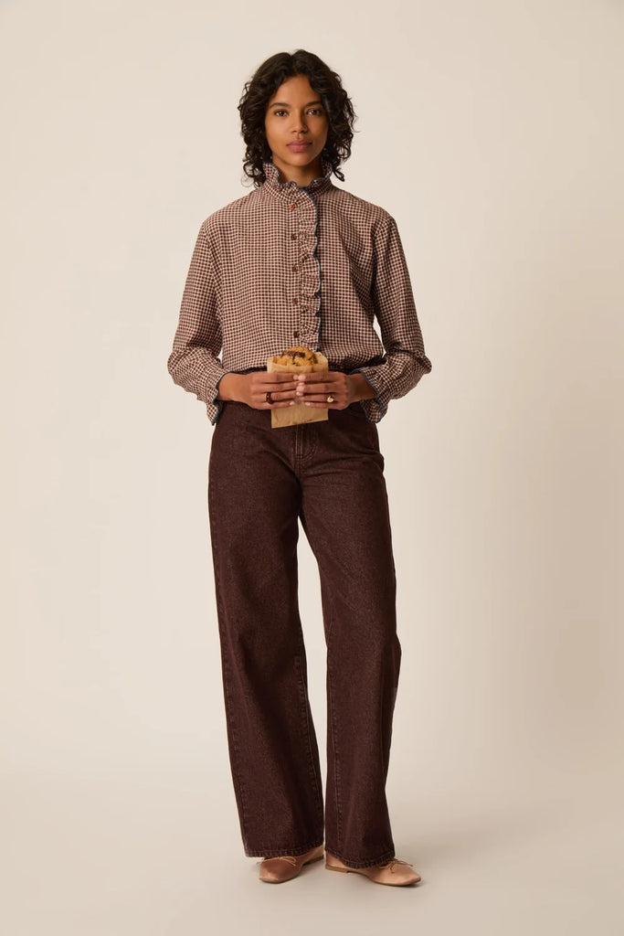 Camicia Des Petits Hauts check cioccolato e panna