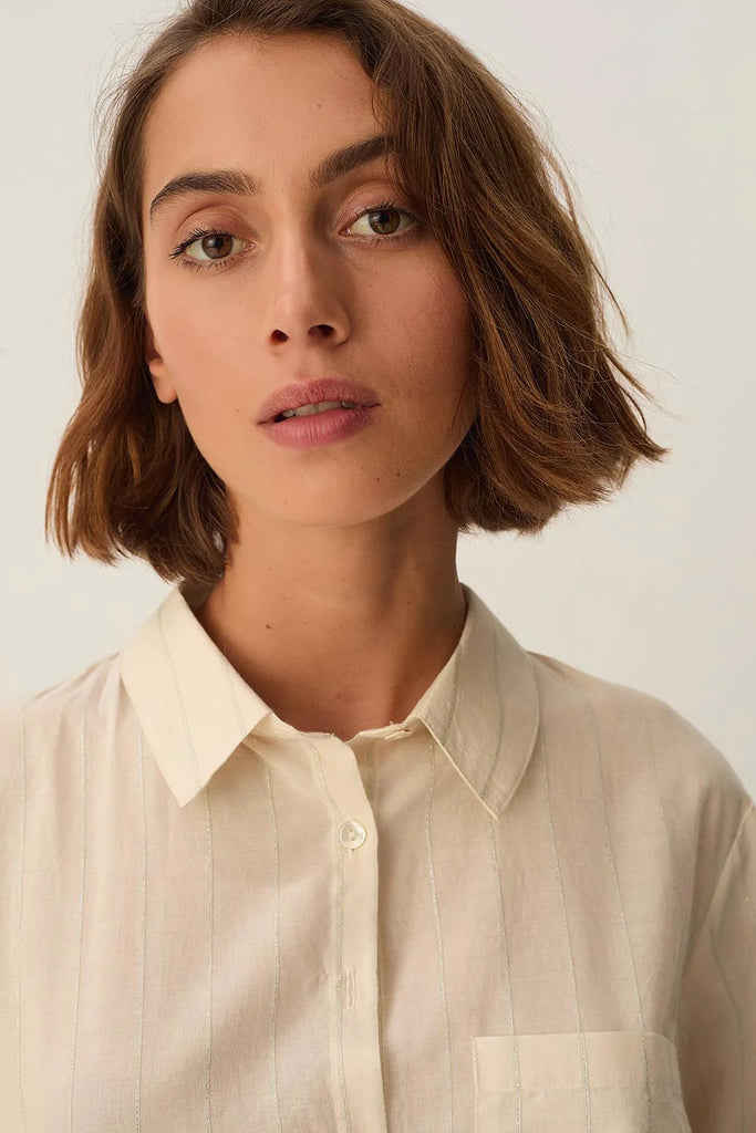 Camicia Des Petits Hauts panna righe argento