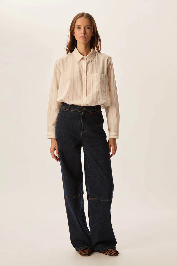 Camicia Des Petits Hauts panna righe lurex rosa