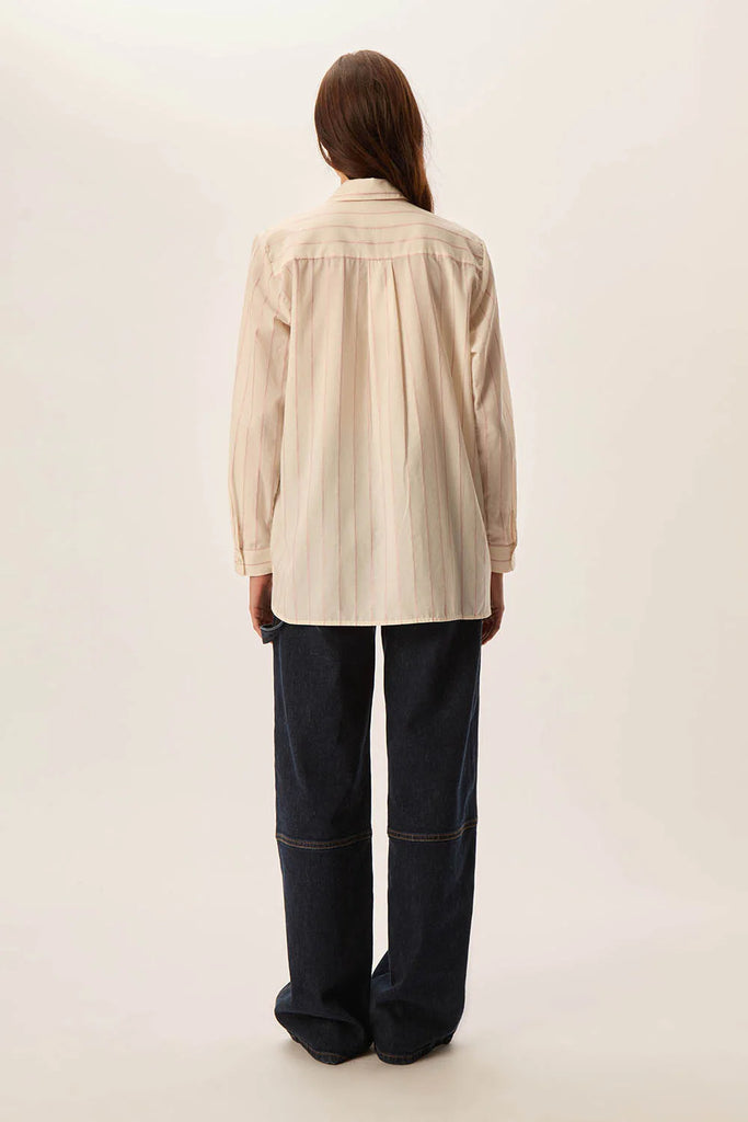 Camicia Des Petits Hauts panna righe lurex rosa