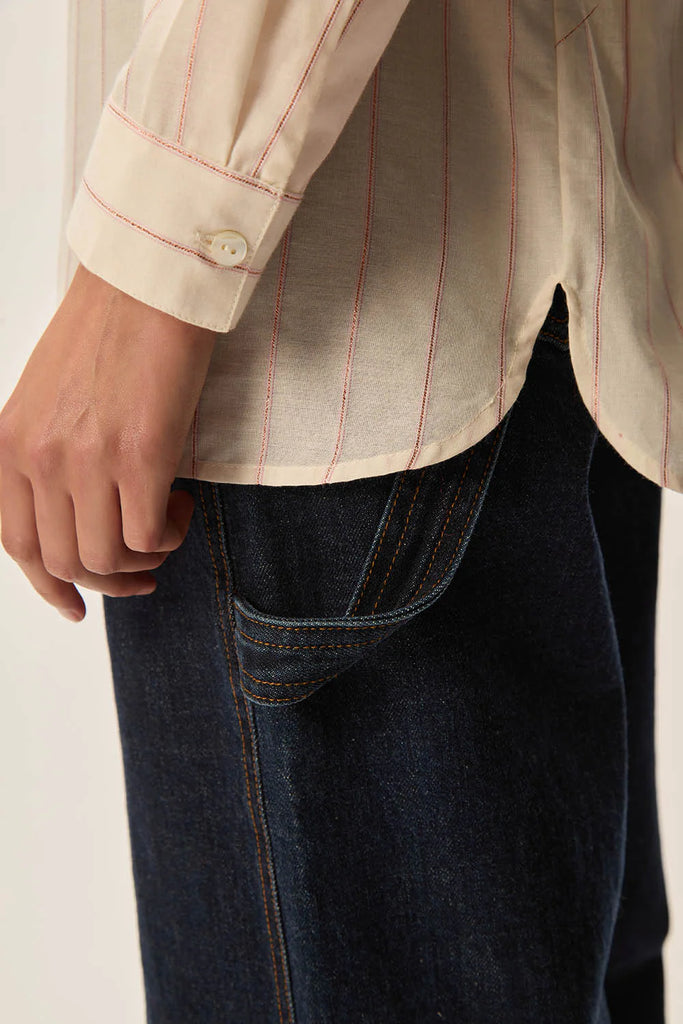 Camicia Des Petits Hauts panna righe lurex rosa