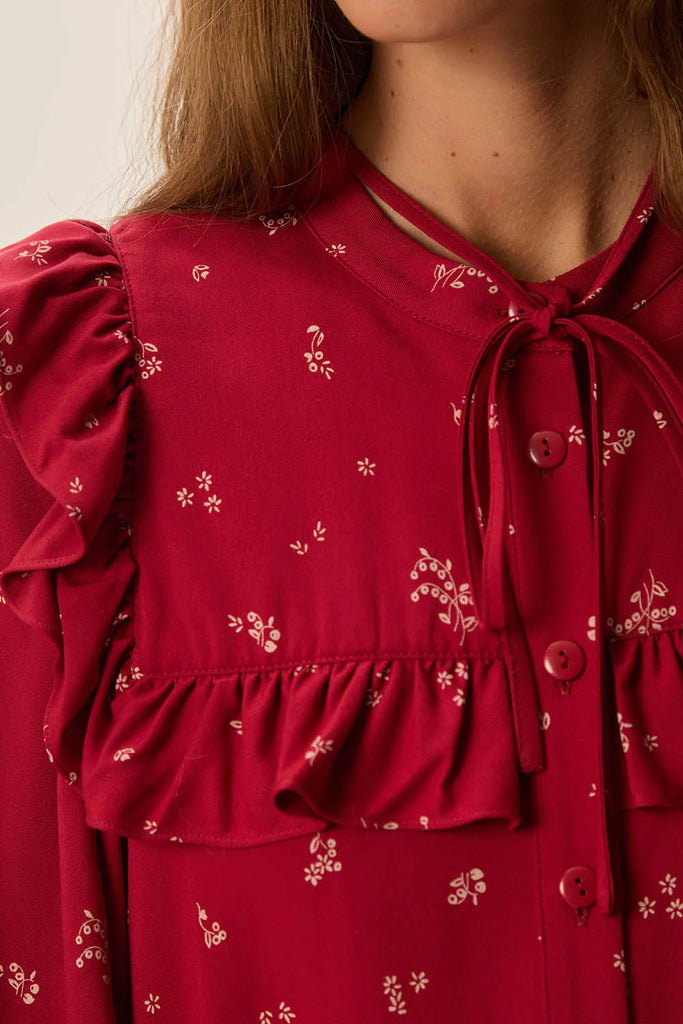 Camicia Des Petits Hauts rossa con frill