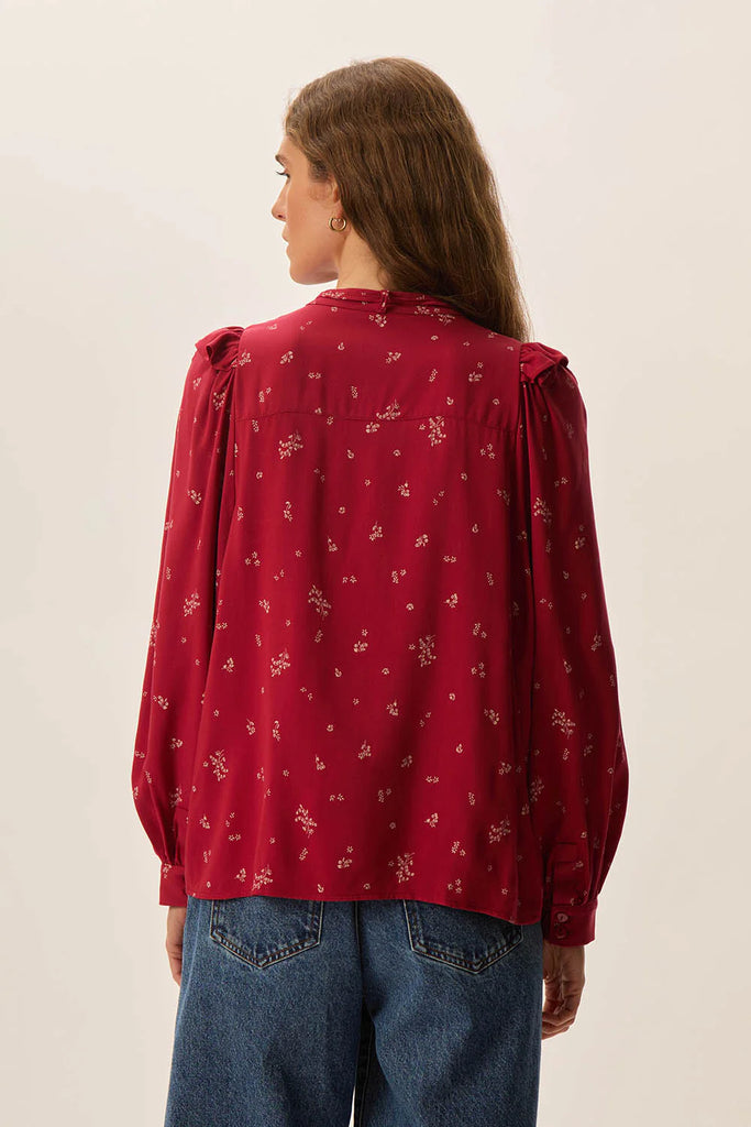 Camicia Des Petits Hauts rossa con frill