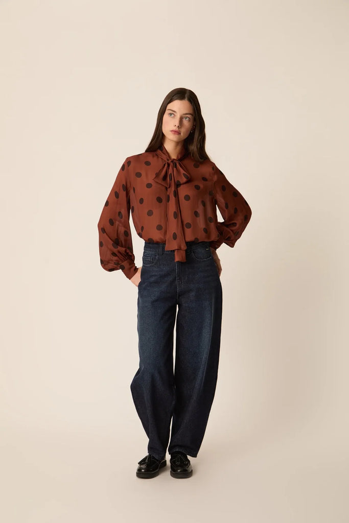 Camicia Des Petits Hauts ruggine pois neri