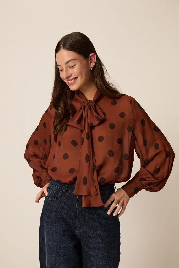 Camicia Des Petits Hauts ruggine pois neri