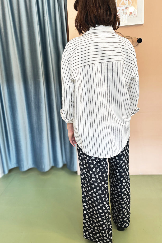 Giacca camicia Des Petits Hauts in denim burro righe nere