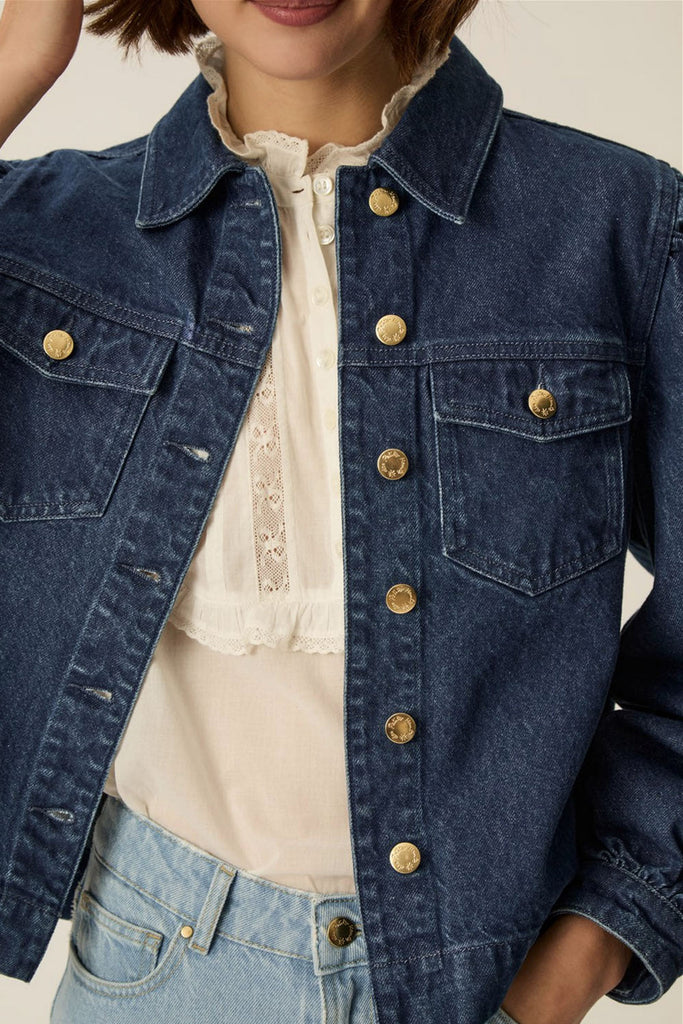 Giacca Des Petits Hauts denim spalle a sbuffo