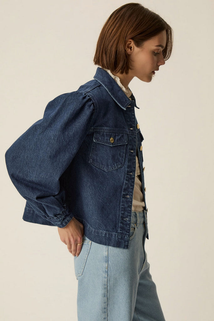 Giacca Des Petits Hauts denim spalle a sbuffo