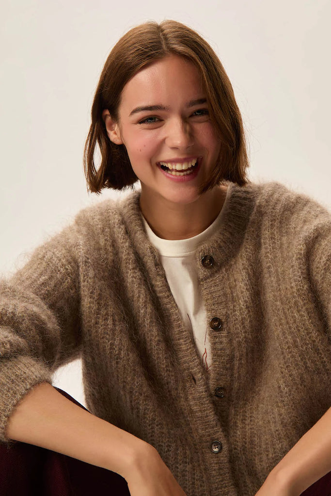 Cardigan Des Petits Hauts color tortora melange