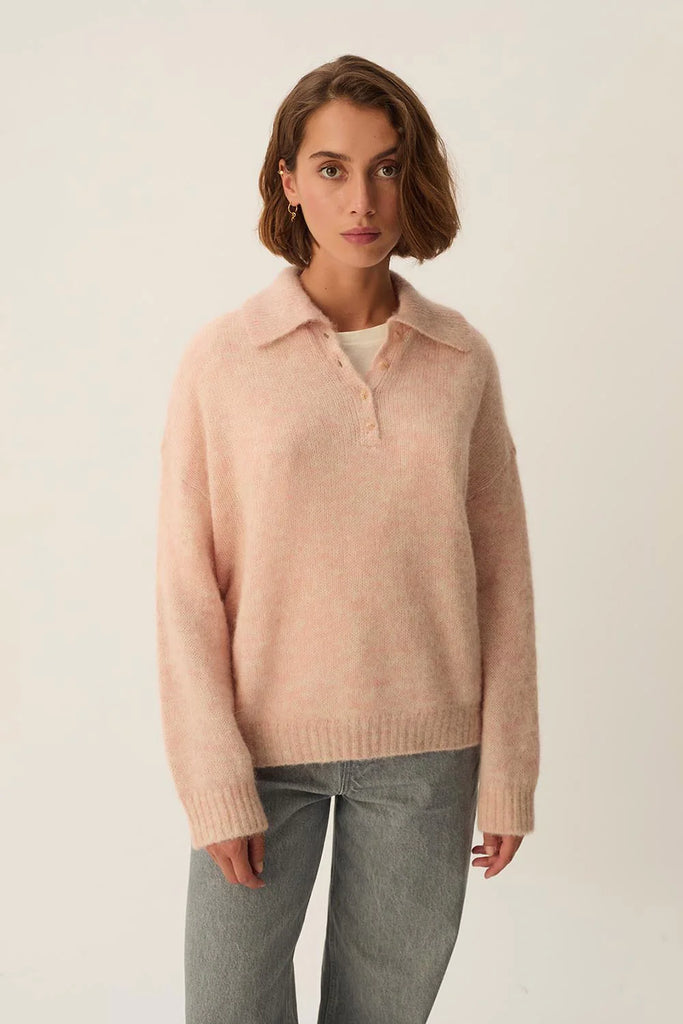 Maglione Des Petits Hauts polo rosa melange