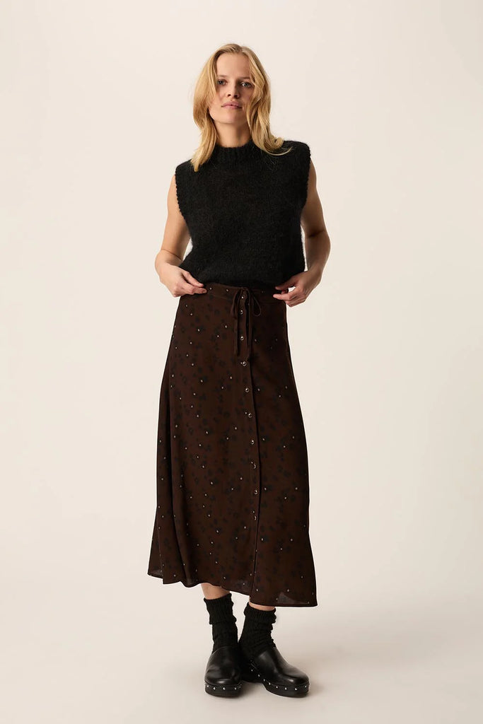 Gonna Des Petits Hauts cioccolato fiori neri e burro