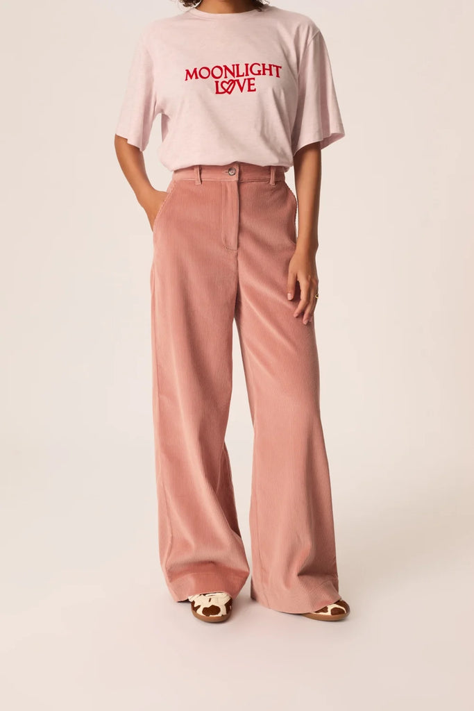 Pantaloni Des Petits Hauts rosa creta velluto coste