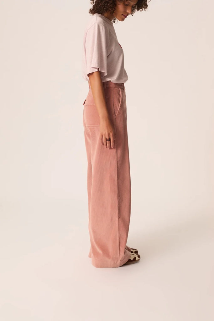 Pantaloni Des Petits Hauts rosa creta velluto coste