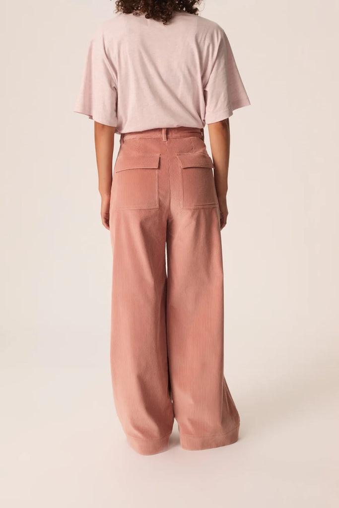 Pantaloni Des Petits Hauts rosa creta velluto coste