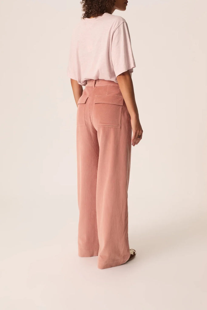 Pantaloni Des Petits Hauts rosa creta velluto coste