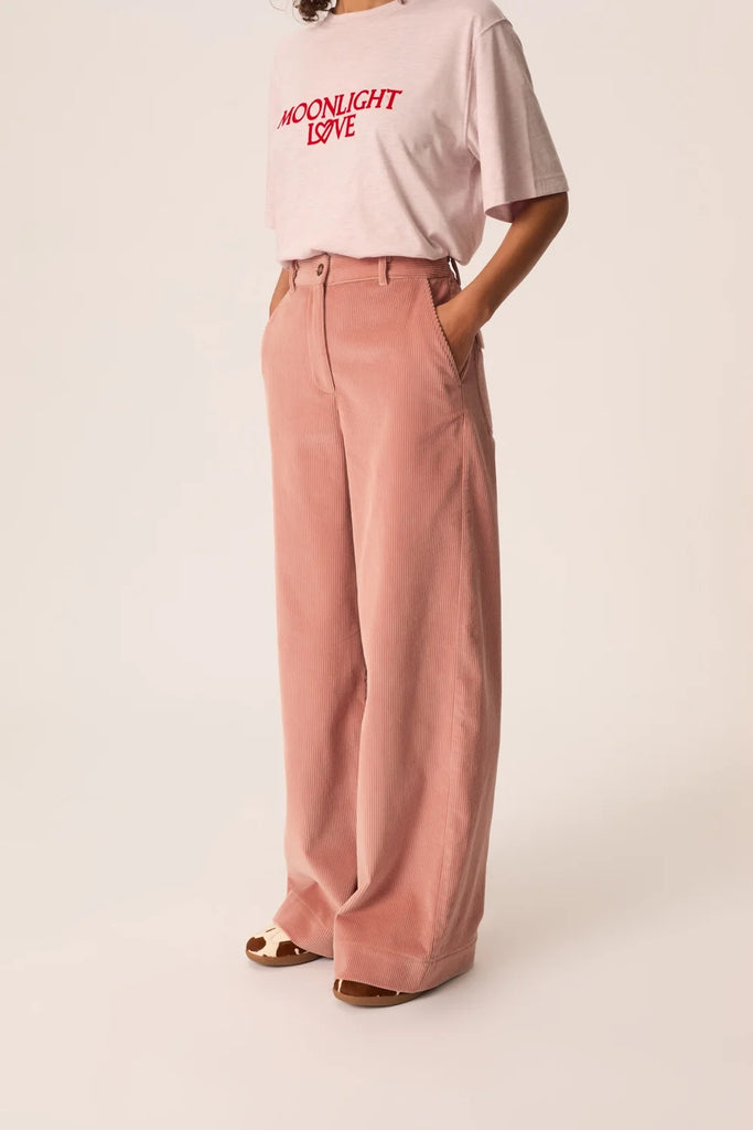 Pantaloni Des Petits Hauts rosa creta velluto coste
