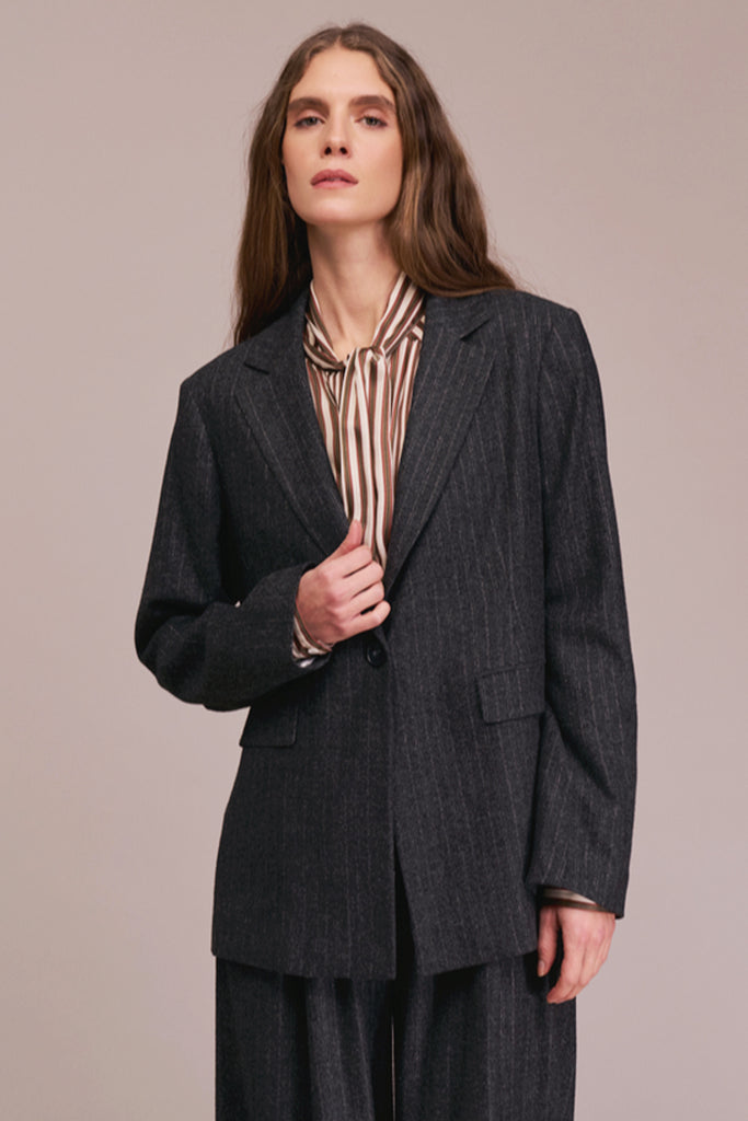 Blazer Diega antracite melange gessato argento