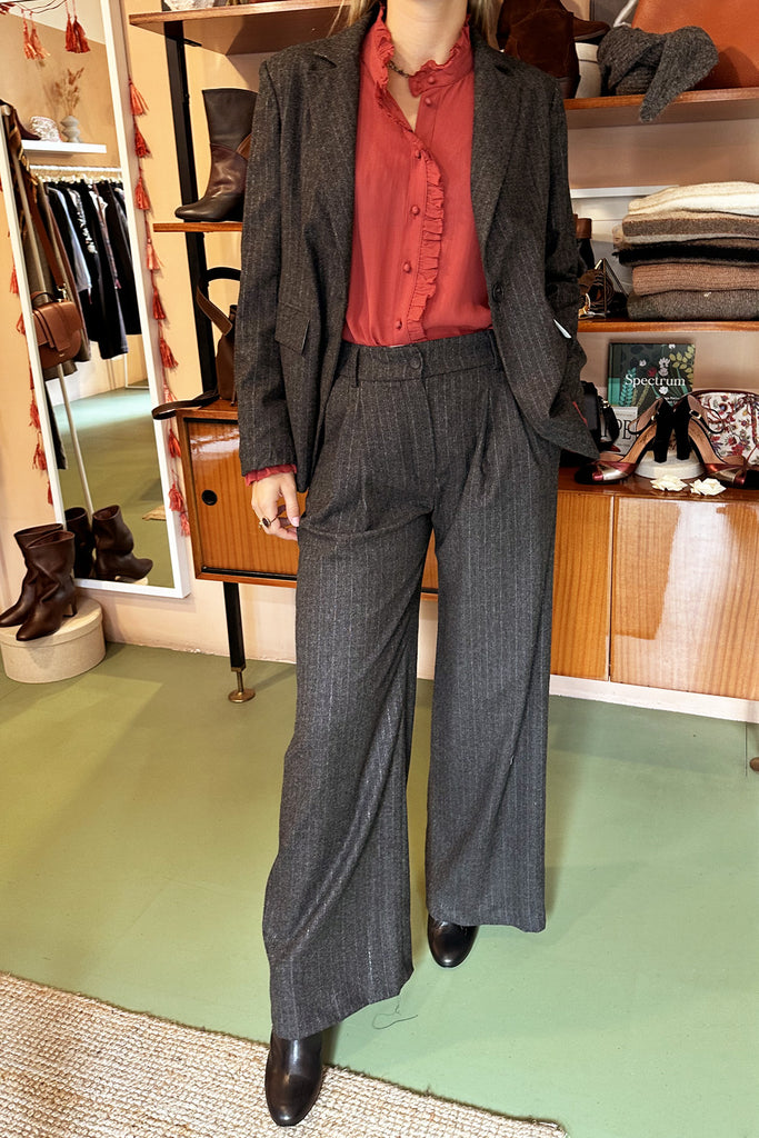 Blazer Diega antracite melange gessato argento