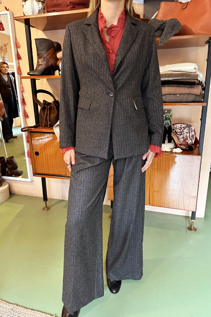 Blazer Diega antracite melange gessato argento