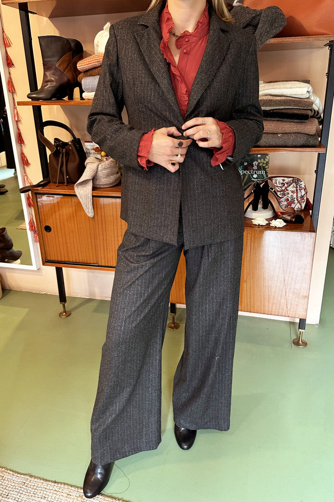 Blazer Diega antracite melange gessato argento