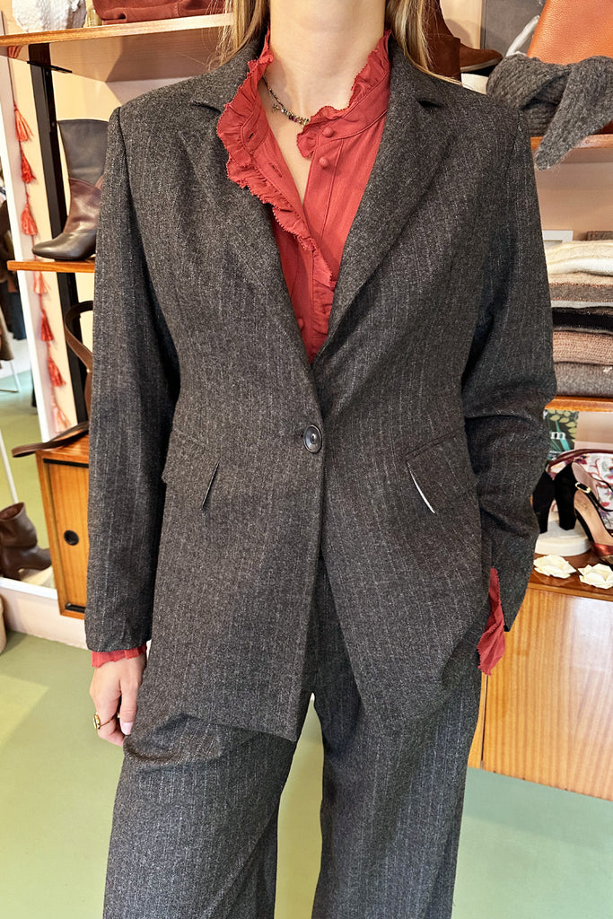 Blazer Diega antracite melange gessato argento