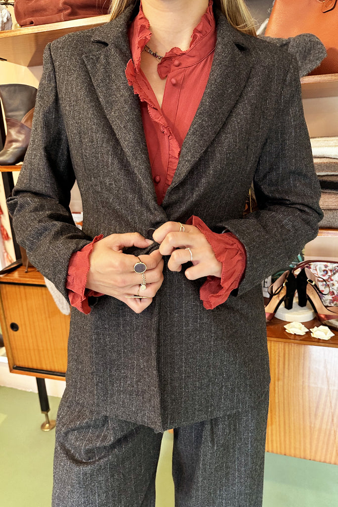 Blazer Diega antracite melange gessato argento