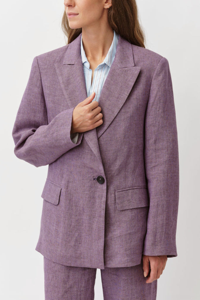 Blazer Diega malva melange asimmetrico