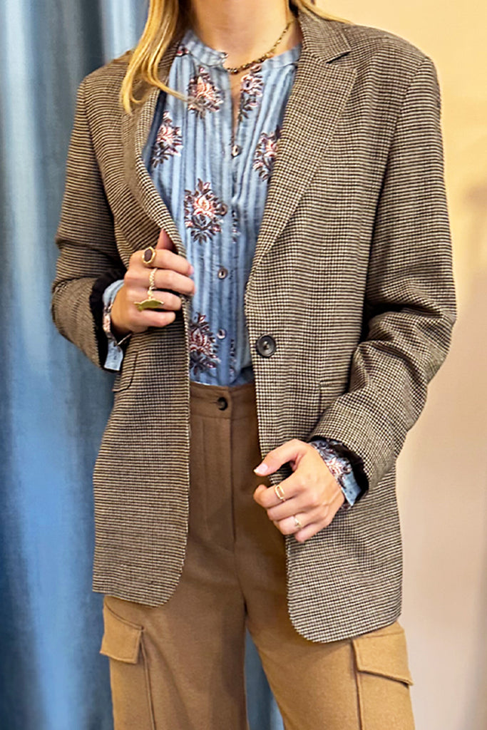 Blazer Diega pied depoule caffe cioccolato e lurex