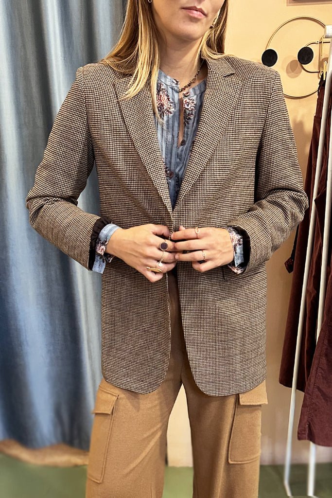 Blazer Diega pied depoule caffe cioccolato e lurex