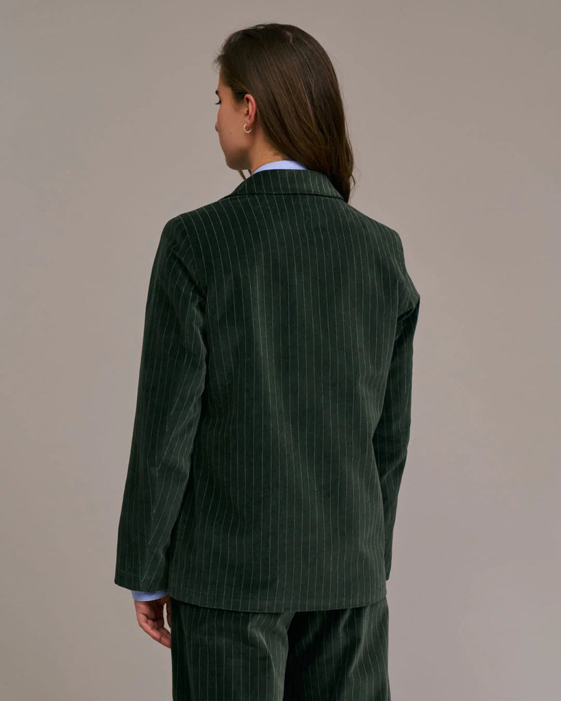 Blazer Diega velluto liscio verde gessato