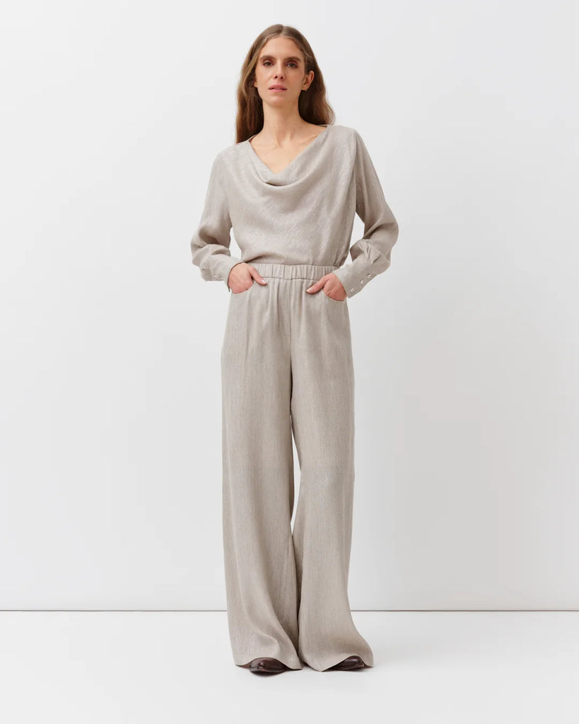 Camicia Diega lurex argento tortora