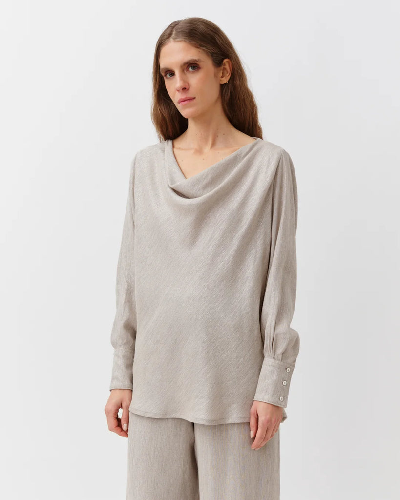 Camicia Diega lurex argento tortora