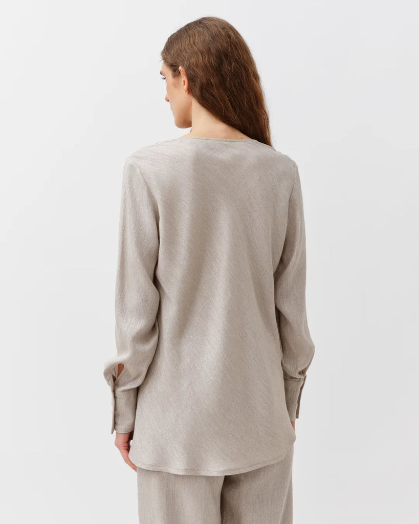 Camicia Diega lurex argento tortora
