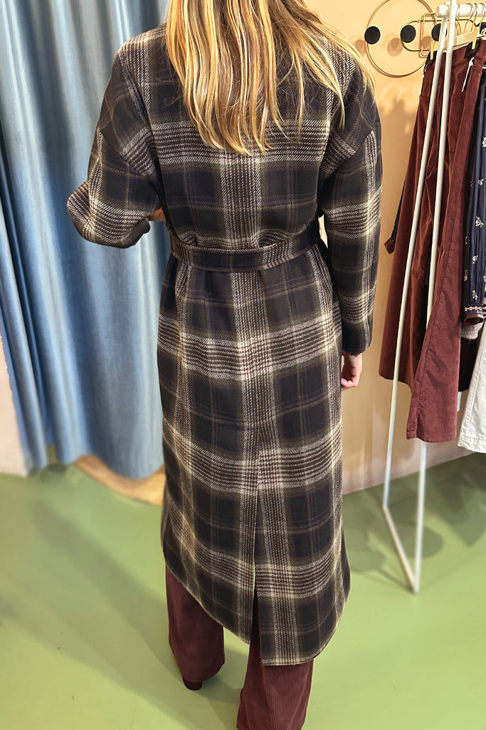 Cappotto Diega lungo principe di galles con cintura