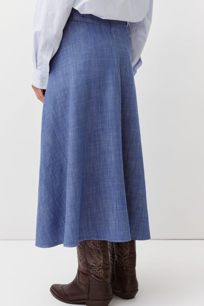 Gonna Diega azzurro melange mezza ruota