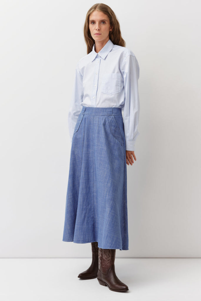 Gonna Diega azzurro melange mezza ruota