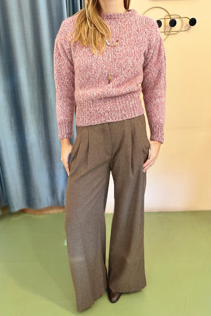 Pantaloni Diega color brown melange con pence