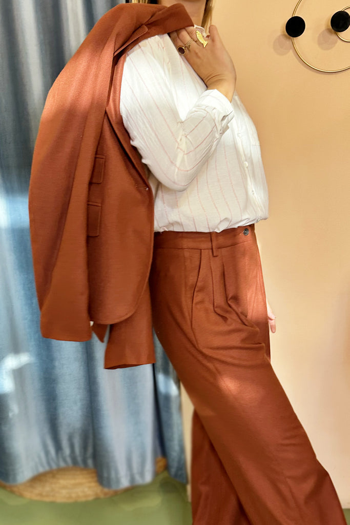 Pantaloni Diega color volpe con pence