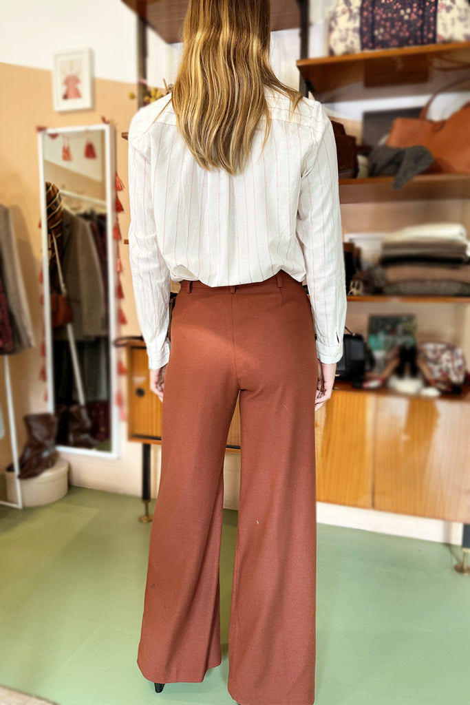 Pantaloni Diega color volpe con pence