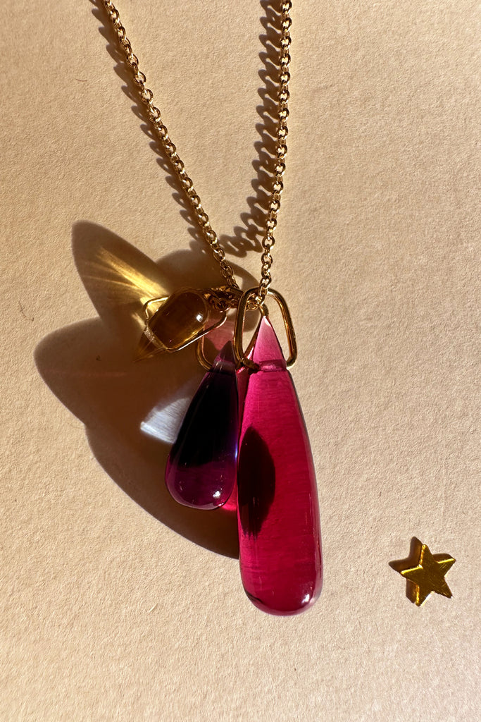 Collana Dressai corta gocce dalia bluette ocra