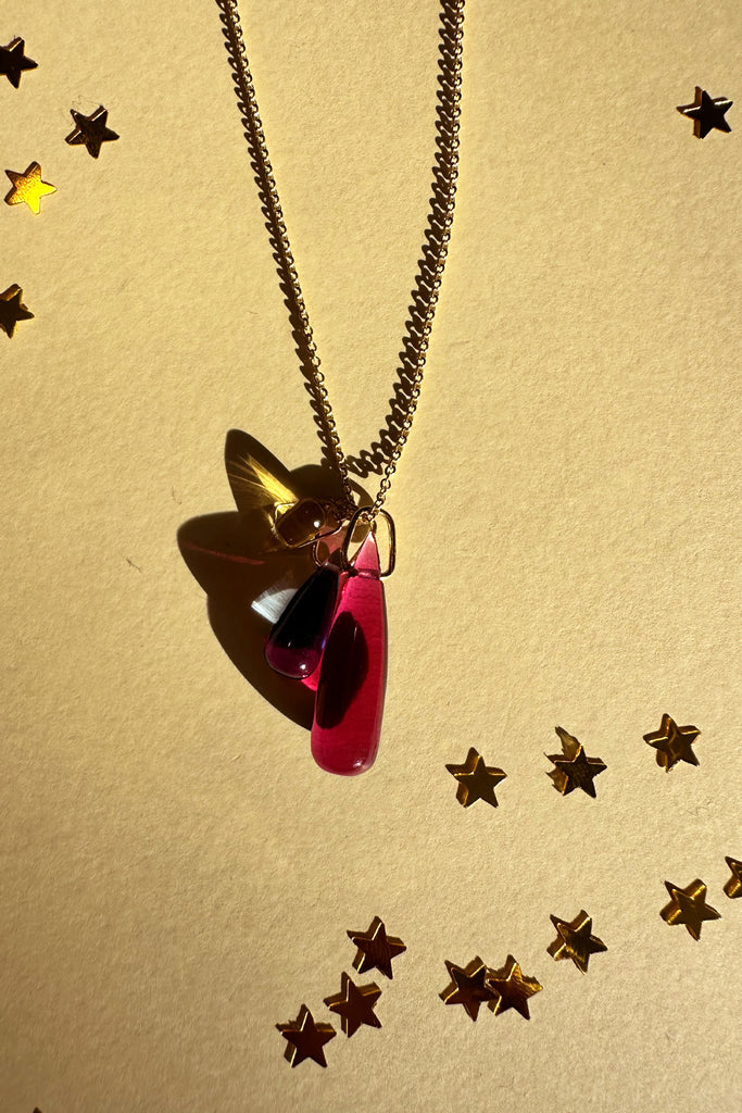 Collana Dressai corta gocce dalia bluette ocra