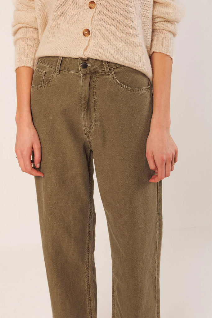 Pantaloni Indi and Cold denim verde oliva