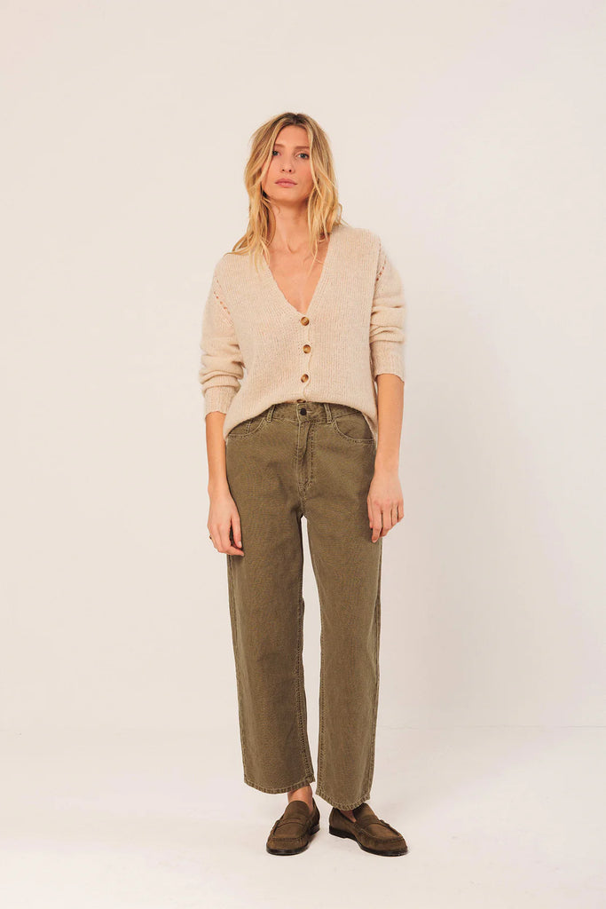 Pantaloni Indi and Cold denim verde oliva