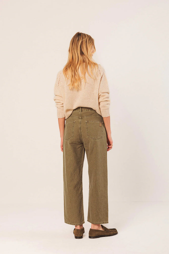 Pantaloni Indi and Cold denim verde oliva