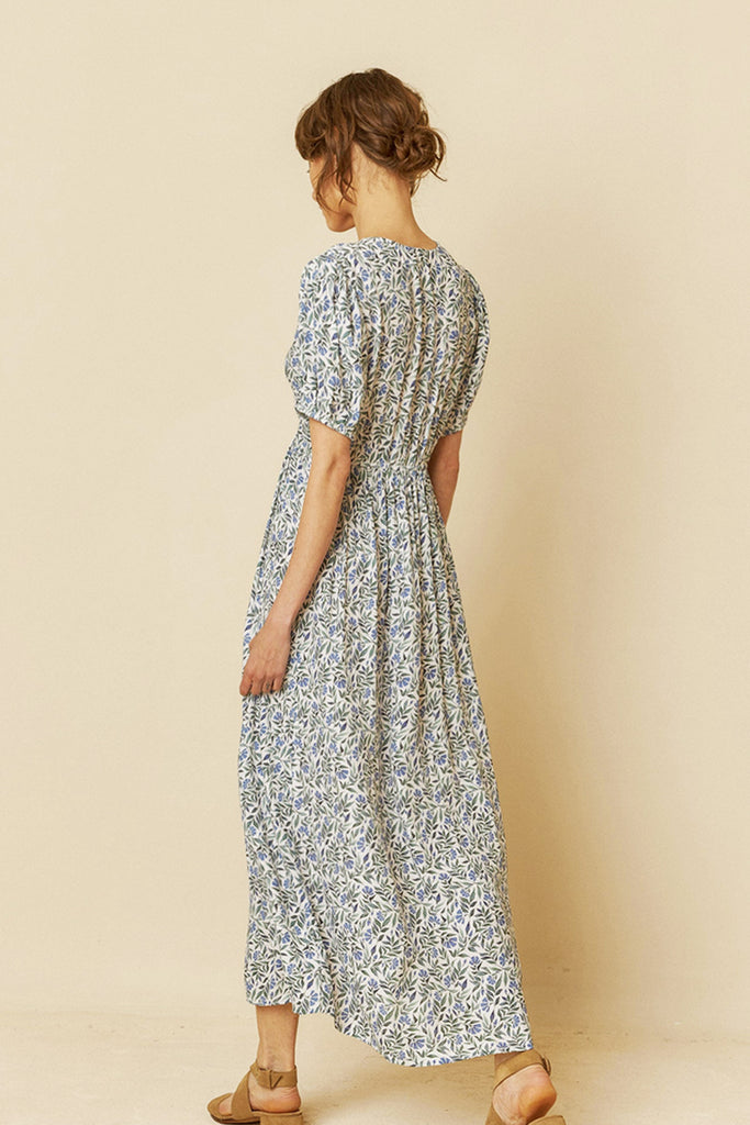 Abito Indi and Cold lungo foglie azzurre