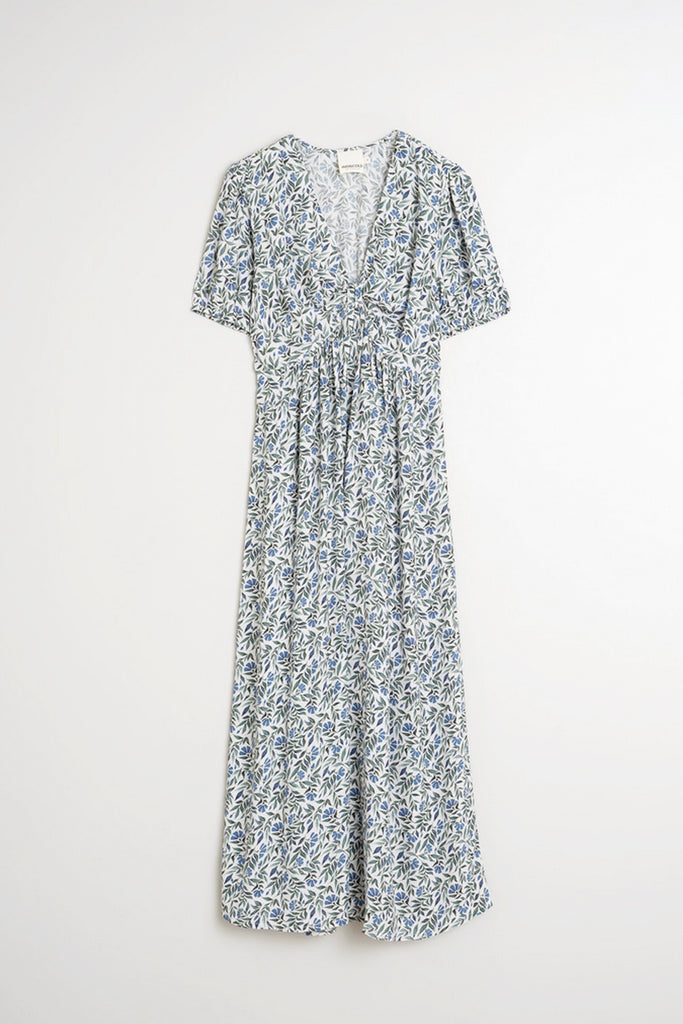 Abito Indi and Cold lungo foglie azzurre