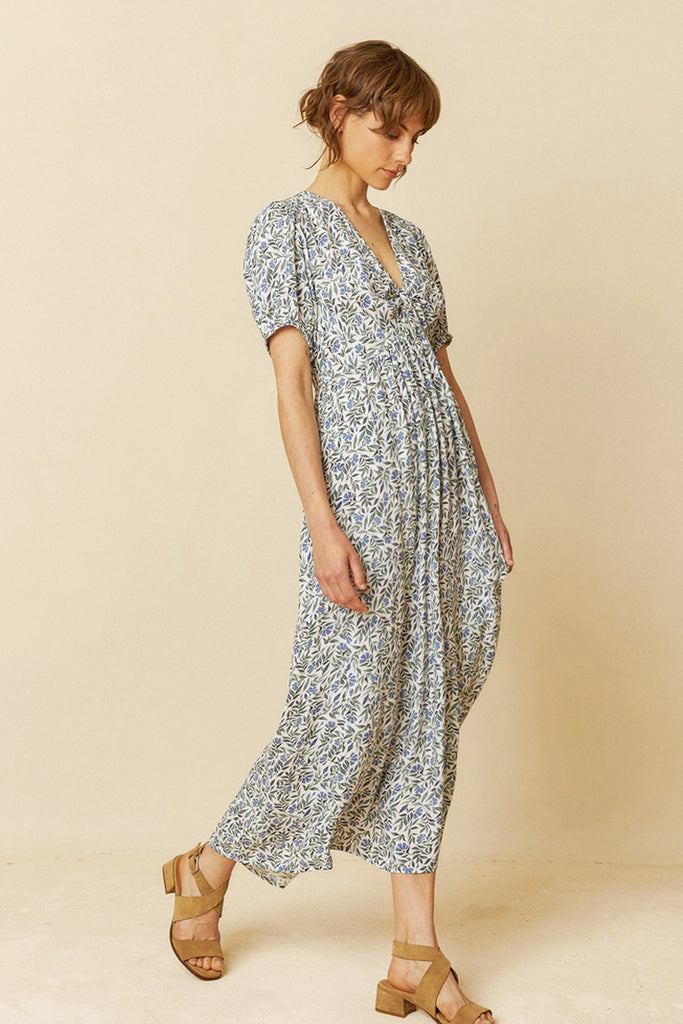 Abito Indi and Cold lungo foglie azzurre