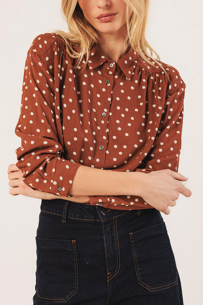 Camicia Indi and Cold ruggine pois panna